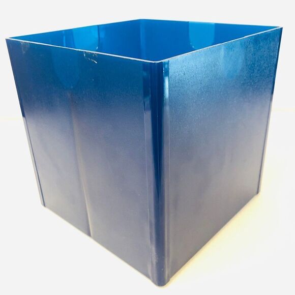 Retro Style Cobalt Blue Hard Plastic Cubed Storage Bin - Picture 6 of 6